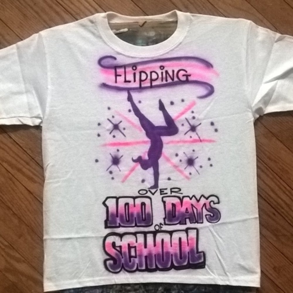new airbrush 100th day of school gymnastic  tshirt